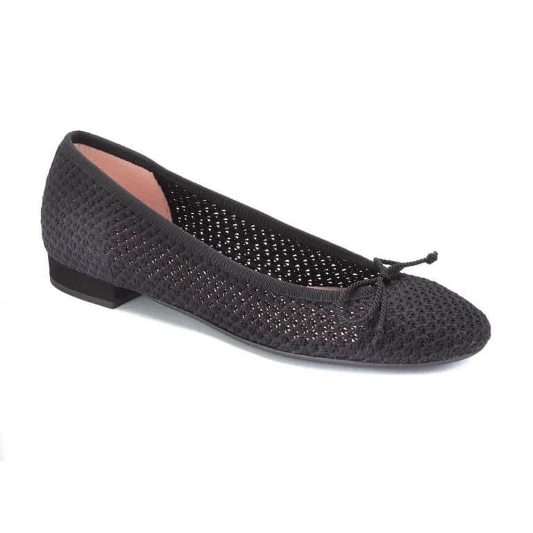 48014 - Black Crochet Teens Bow Flats